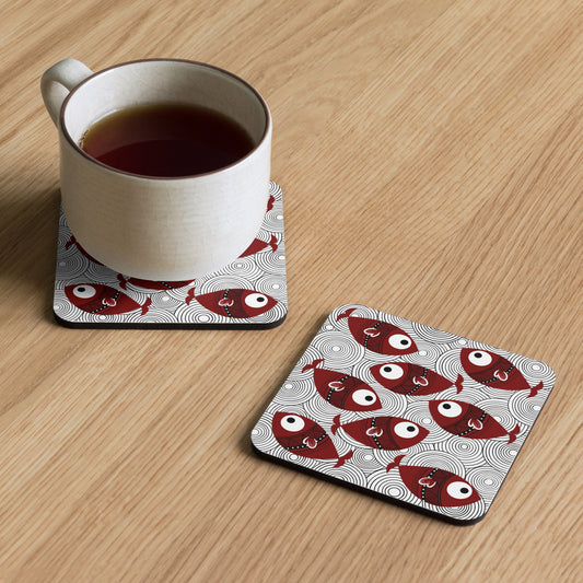 Red Fish Cork-back coaster